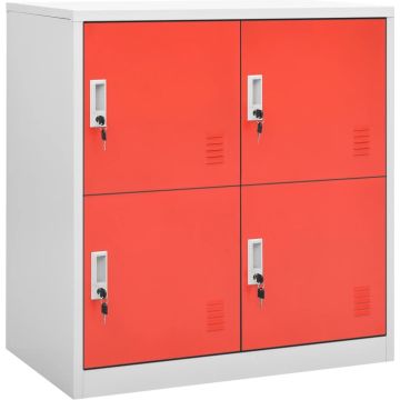 vidaXL Lockerkast 90x45x92,5 cm staal lichtgrijs en rood