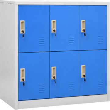 vidaXL Lockerkast 90x45x92,5 cm staal lichtgrijs en blauw