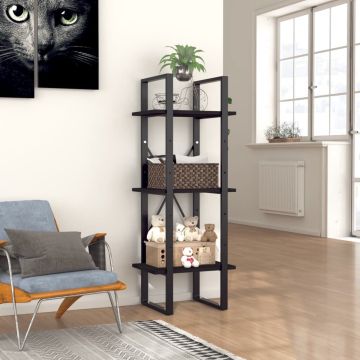 vidaXL Boekenkast met 3 schappen 40x30x105 cm spaanplaat zwart