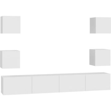 vidaXL 6-delige Tv-meubelset spaanplaat wit