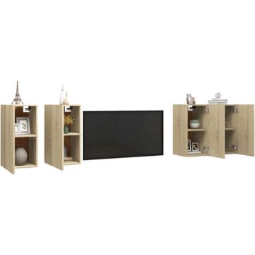 vidaXL Tv-meubelen 4 st 30,5x30x60 cm spaanplaat sonoma eikenkleurig