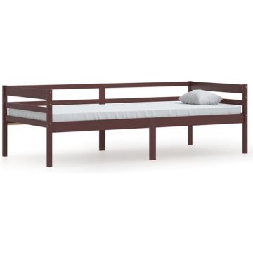 vidaXL Bedframe massief grenenhout donkerbruin 90x200 cm