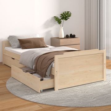 vidaXL Bedframe met lades massief grenenhout 90x200 cm