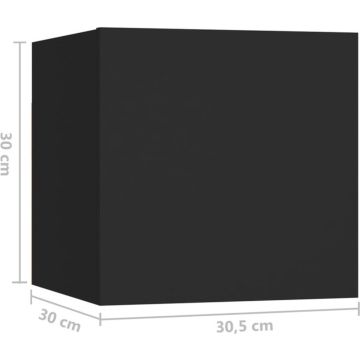 vidaXL Nachtkastjes 2 st 30,5x30x30 cm spaanplaat zwart