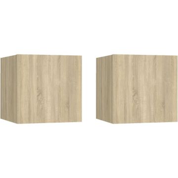 vidaXL Nachtkastjes 2 st 30,5x30x30 cm spaanplaat sonoma eikenkleurig