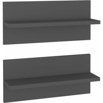 vidaXL Wandschappen 2 st 40x11,5x18 cm spaanplaat grijs