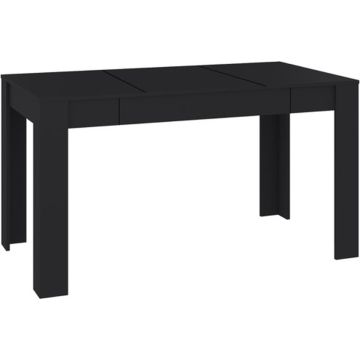 vidaXL Eettafel 140x74,5x76 cm spaanplaat zwart