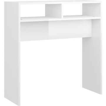 vidaXL Wandtafel 78x30x80 cm spaanplaat hoogglans wit