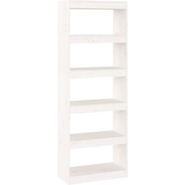 vidaXL Boekenkast/kamerscherm 60x30x167,5 cm massief grenenhout wit