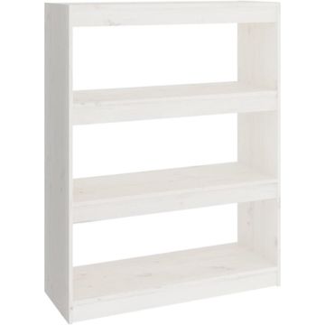 vidaXL Boekenkast/kamerscherm 80x30x103,5 cm massief grenenhout wit