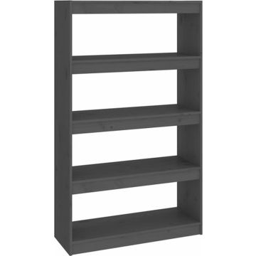 vidaXL Boekenkast/kamerscherm 80x30x135,5 cm massief grenenhout grijs