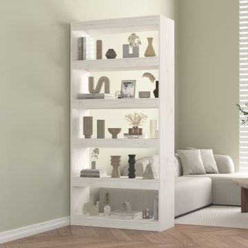 vidaXL Boekenkast/kamerscherm 80x30x167,4 cm massief grenenhout wit