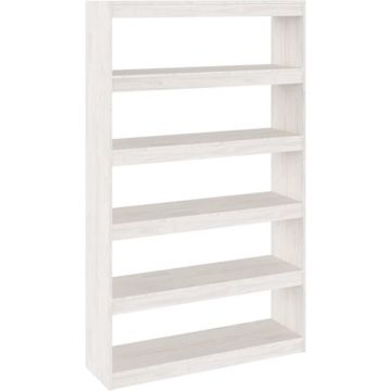 vidaXL Boekenkast/kamerscherm 100x30x167,5 cm massief grenenhout wit