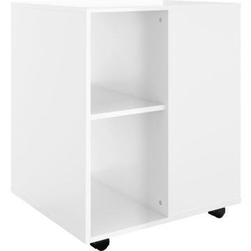 vidaXL Kast verrijdbaar 60x53x75 cm spaanplaat hoogglans wit