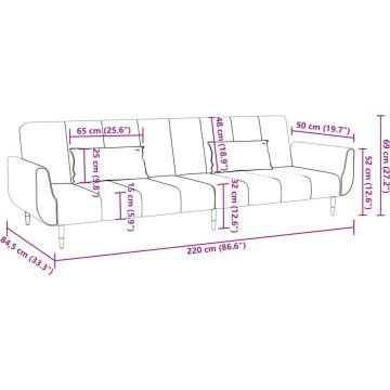 vidaXL Slaapbank 2-zits met 2 kussens fluweel donkergrijs
