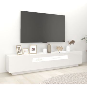 vidaXL Tv-meubel met LED-verlichting 200x35x40 cm hoogglans wit