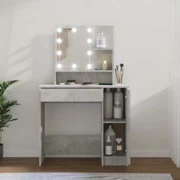 vidaXL Kaptafel met LED-verlichting 86,5x35x136 cm betongrijs