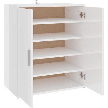 vidaXL Schoenenkast 60x35x70 cm spaanplaat hoogglans wit