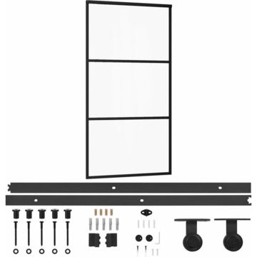 vidaXL Schuifdeur met beslag 102x205 cm aluminium en ESG-glas