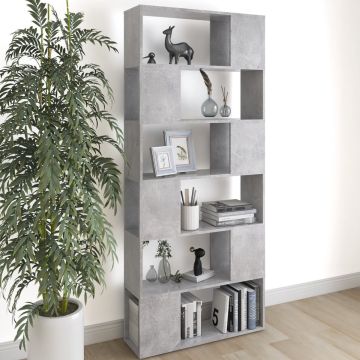 vidaXL Boekenkast/kamerscherm 80x24x186 cm spaanplaat betongrijs