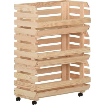 vidaXL Groentetrolley 57x30x80 cm massief grenenhout