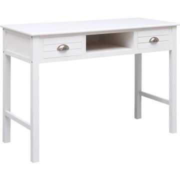 vidaXL Bureau 108x45x76 cm massief paulowniahout wit