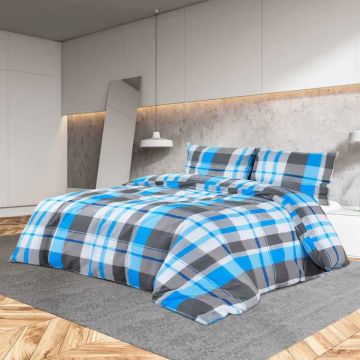 vidaXL Dekbedovertrekset 260x220 cm katoen blauw en grijs