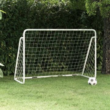 vidaXL Voetbaldoel met net 180x90x120 cm staal wit