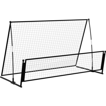 vidaXL Voetbalrebounder/voetbaldoel 2-in-1 202x104x120 cm staal