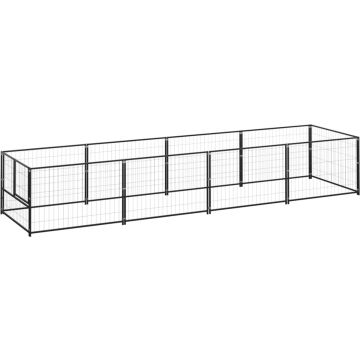 vidaXL Hondenkennel 4 m² staal zwart