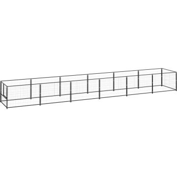 vidaXL Hondenkennel 6 m² staal zwart