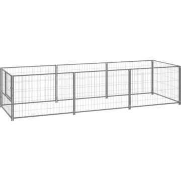 vidaXL Hondenkennel 3 m² staal zilverkleurig