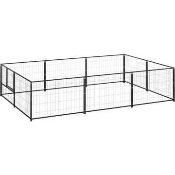 vidaXL Hondenkennel 6 m² staal zwart