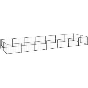 vidaXL Hondenkennel 14 m² staal zwart