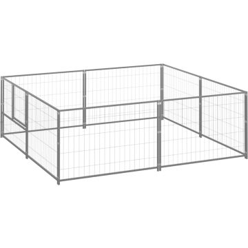 vidaXL Hondenkennel 4 m² staal zilverkleurig