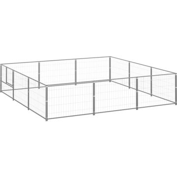 vidaXL Hondenkennel 9 m² staal zilverkleurig