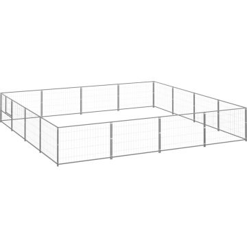 vidaXL Hondenkennel 16 m² staal zilverkleurig