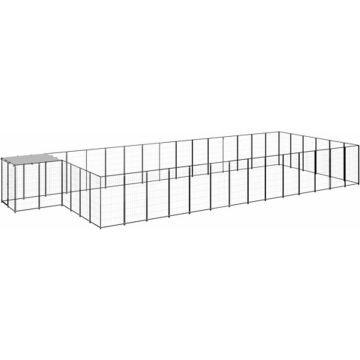 vidaXL Hondenkennel 26,62 m² staal zwart