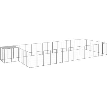 vidaXL Hondenkennel 26,62 m² staal zilverkleurig