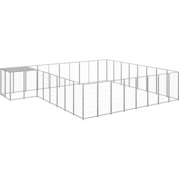 vidaXL Hondenkennel 20,57 m² staal zilverkleurig