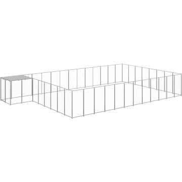 vidaXL Hondenkennel 30,25 m² staal zilverkleurig