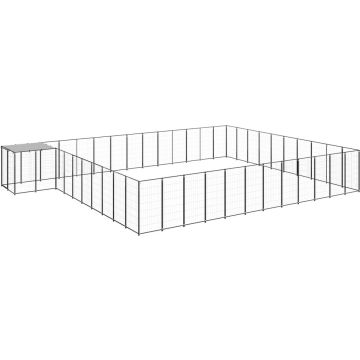 vidaXL Hondenkennel 37,51 m² staal zwart