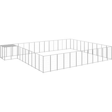 vidaXL Hondenkennel 37,51 m² staal zilverkleurig