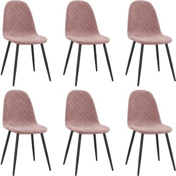 vidaXL Eetkamerstoelen 6 st fluweel roze