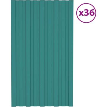 vidaXL Dakpanelen 36 st 80x45 cm gegalvaniseerd staal groen