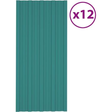 vidaXL Dakpanelen 12 st 100x45 cm gegalvaniseerd staal groen