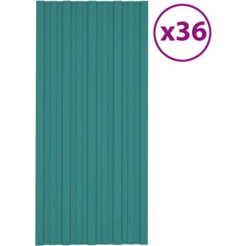 vidaXL Dakpanelen 36 st 100x45 cm gegalvaniseerd staal groen