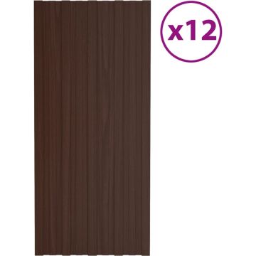 vidaXL Dakpanelen 12 st 100x45 cm gegalvaniseerd staal bruin