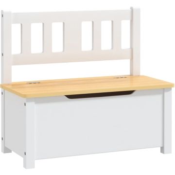 vidaXL Kinderopbergbankje 60x30x55 cm MDF wit en beige