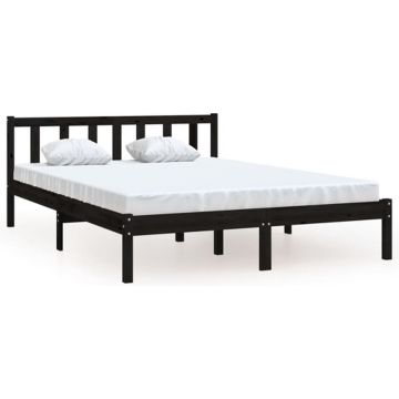 vidaXL Bedframe massief grenenhout zwart 120x200 cm